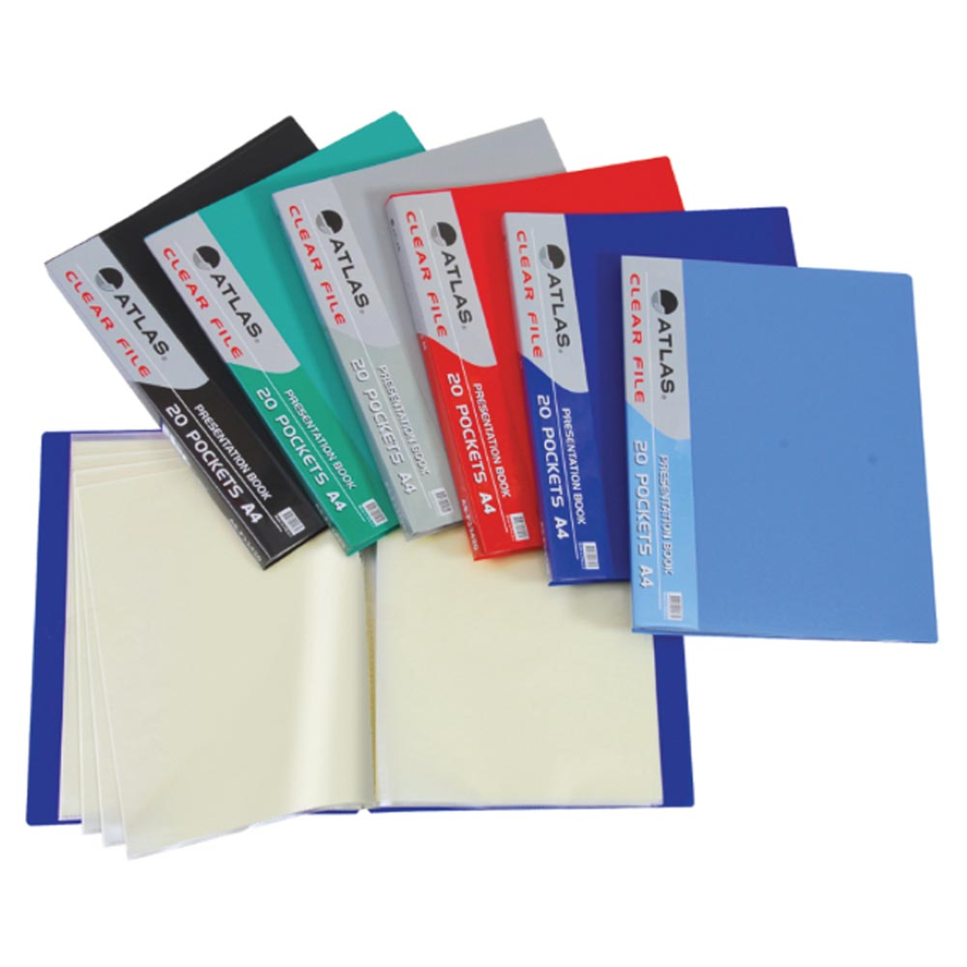 Atlas Clear File A4 20 Pocket Asst AS-F33420-ASS
